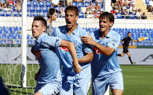 L'esultanza di Hamsik dopo il gol