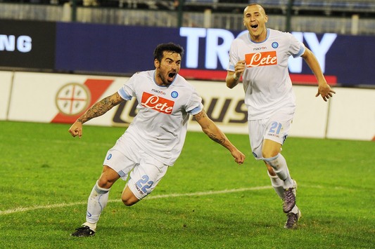 Lavezzi festeggia dopo il gol-vittoria