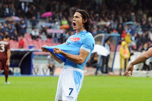 L'esultanza di Cavani
